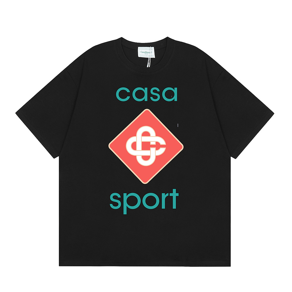 Casablanca Summer New Casablanca LOGO Print Men's and Women's Loose Short-sleeved T-shirt Trendy