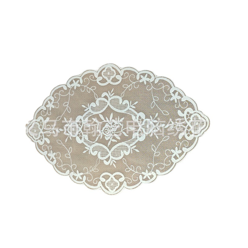French Oval Ins Style Vintage Embroidered Placemat Girl's Table Mat Cover Towel Photo Props Decorative Mat