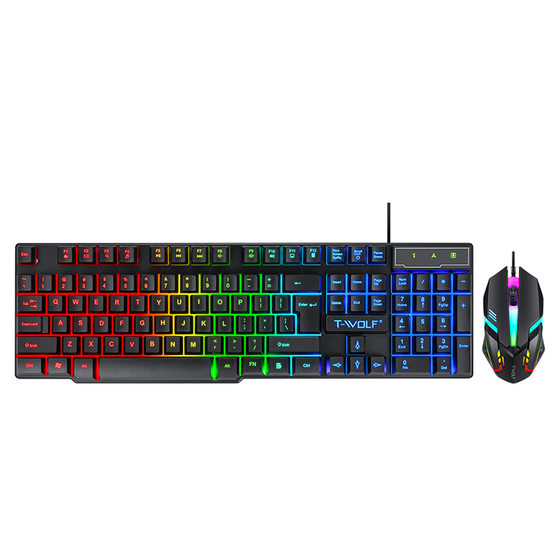 T-WOLF Thunderwolf TF200 Gaming Keyboard Mouse Wired Luminous Keyboard Mouse suit Arabic Spanish Russian