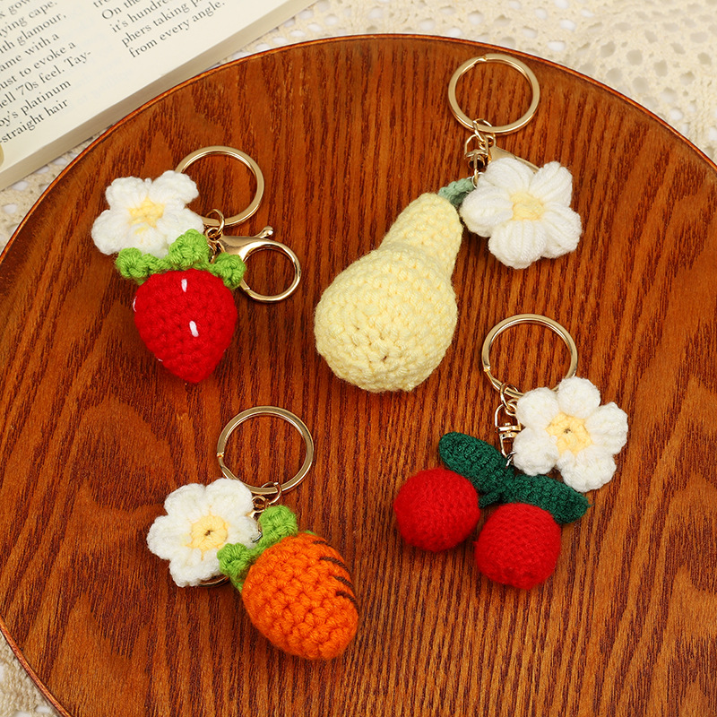 Fruit Theme Woven Cotton Thread Keychain Accessories Accessories Cute Couple Pendant Creative Car Bag Keychain