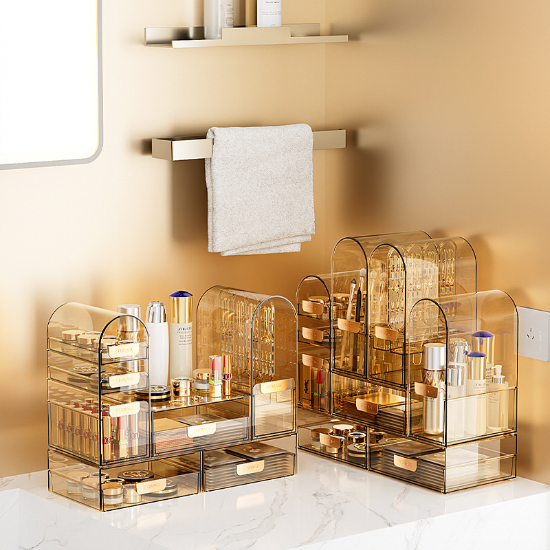 Light Luxury Cosmetics Storage Box Household Large Capacity Skin Care Storage Box Anti-Dust Desktop Lipstick Storage Box