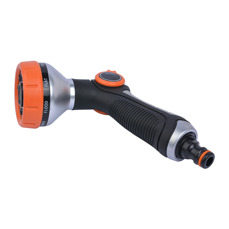 New garden watering water gun nozzle household garden watering mother finger push big head gun 8 function garden shower