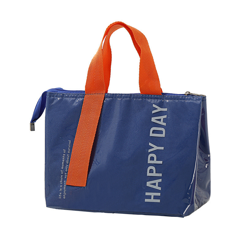 New Insulation Bag Simple Thickened PU Waterproof Lunch Bag Fashionable Large Capacity Student Office Student Lunch Bag with Meal