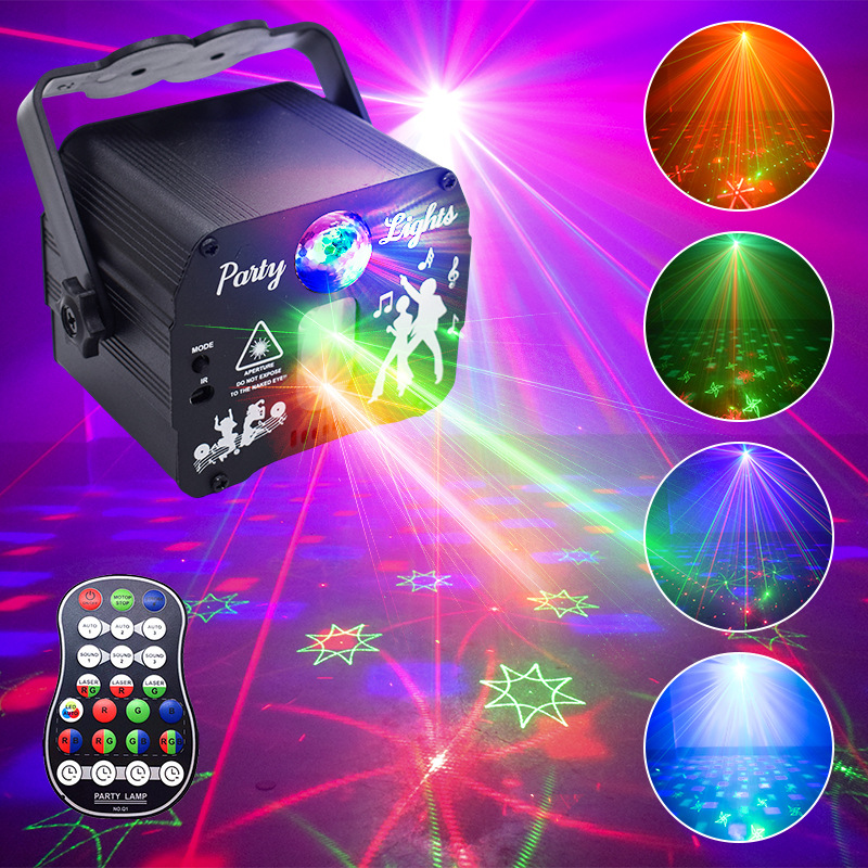 2023 new laser light stage lighting laser pattern party strobe light party RGB remote control voice control decoration