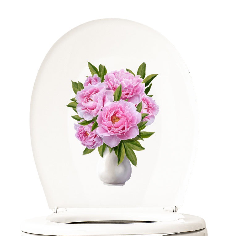 Wholesale cross-border bathroom creative toilet stickers decorative toilet inner and outer cover stickers waterproof plant flower stickers