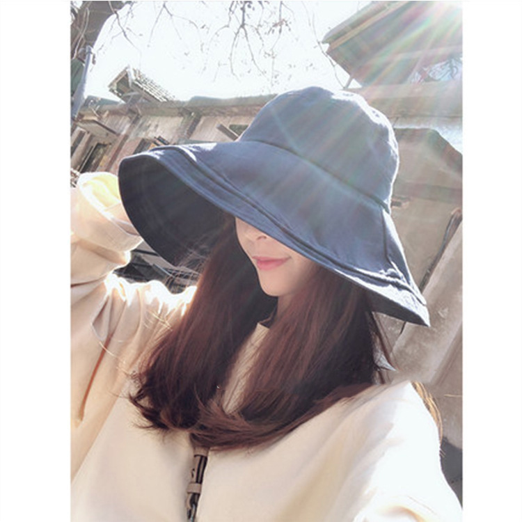 Japanese Style Face-Covering Summer Big Eave Fisherman's Hat Women's chic Korean Style Summer Sunshade Art Sunscreen Basin Hat