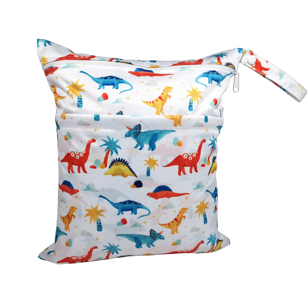 TSOOCOSY New Cartoon Printed Baby Double Zipper Diaper Bag Washable Diaper Bag Storage Bag E-Commerce Wholesale