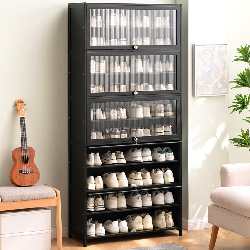 Door Shoe Cabinet High Vertical Entry Cabinet Integrated Door Outside Corridor Extremely Narrow Household Shoe Rack Multi-Layer Door