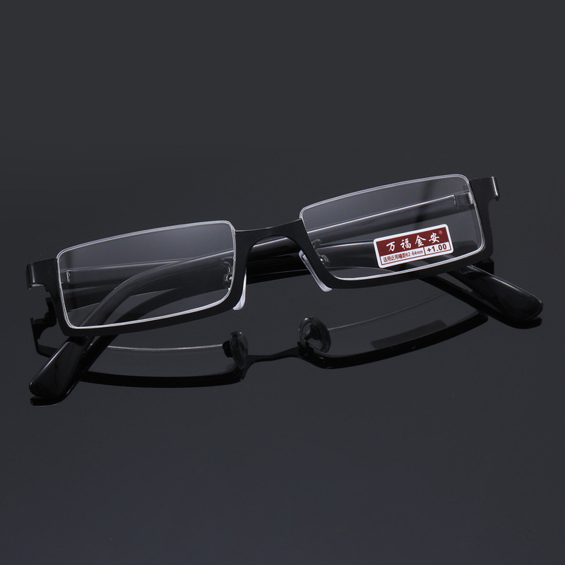 Two-dimensional COS lower half-frame presbyopic glasses HD anti-blue light fashion personality young lady presbyopic glasses gold