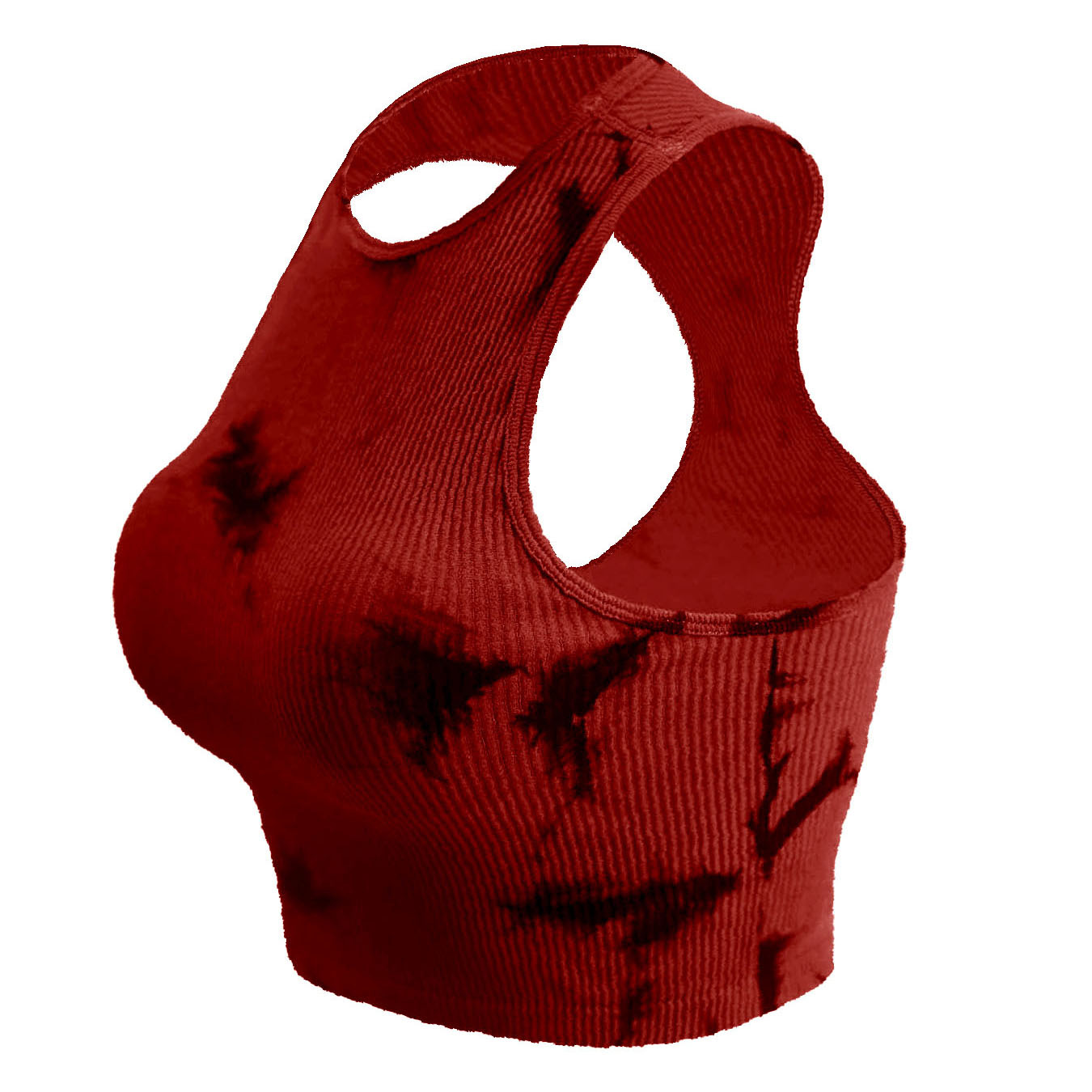 Cross-border European and American women's flat round neck rib tie-dye sports vest, summer women's, yoga gym exercise