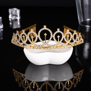 Factory Wholesale New Alloy Birthday Year Crown Bride Wedding Dinner Wedding Dress Headwear Hair Ring Blonde Hair Accessories