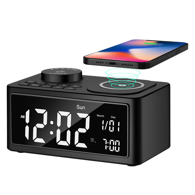 New creative multi-function clock display radio alarm clock three-in-one wireless charging Bluetooth speaker alarm clock