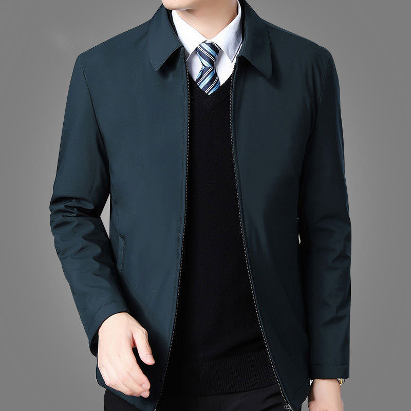 Middle-aged Jacket Men's Loose Coat Spring and Autumn Casual Top Large Size Dad's Business Men's Coat
