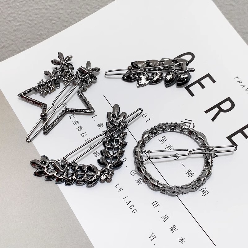 Alloy Simple One-character Clip Back Head Hairclip Elegant Light Luxury Fashion Five-pointed Star Stall Blue Hair Accessories Side Clip