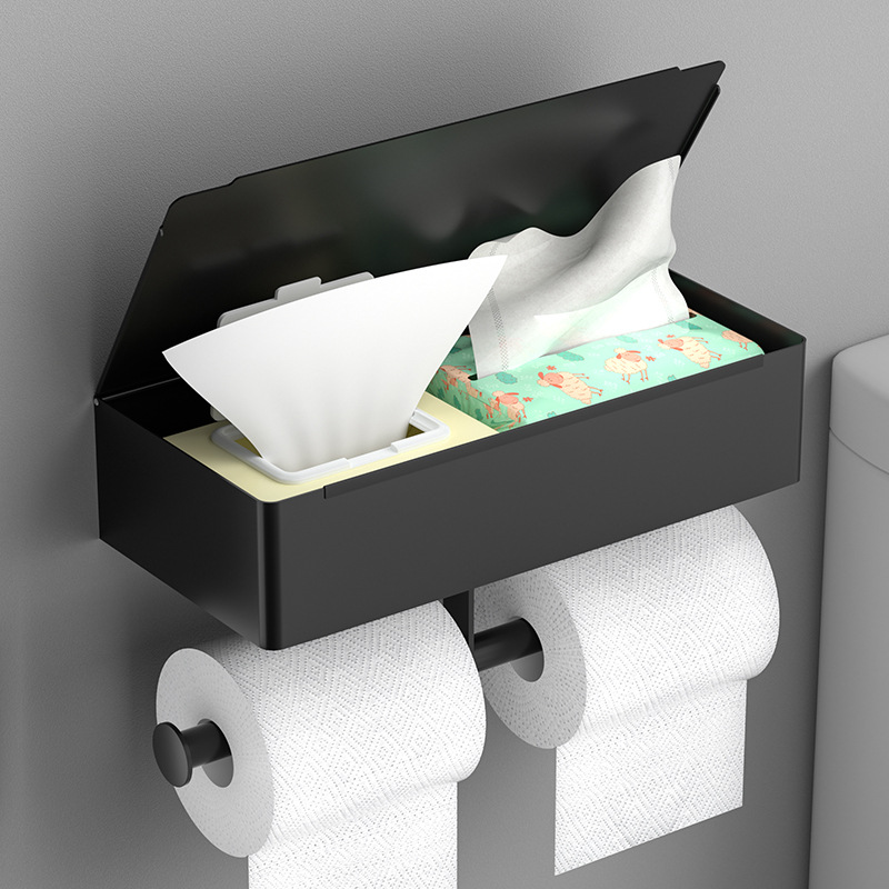 Cross-border tissue holder 304 stainless steel non-perforated toilet paper holder bathroom privacy tissue box roll paper holder wet tissue box