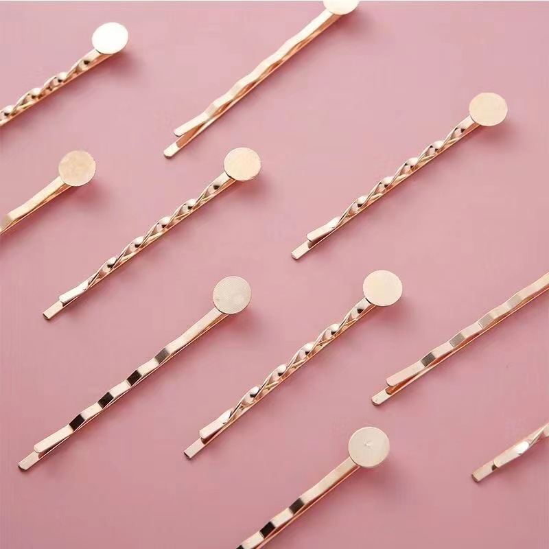 5.5cm with tray wave clip spiral side clip Golden clip diy hairpin headdress clip Accessories Wholesale