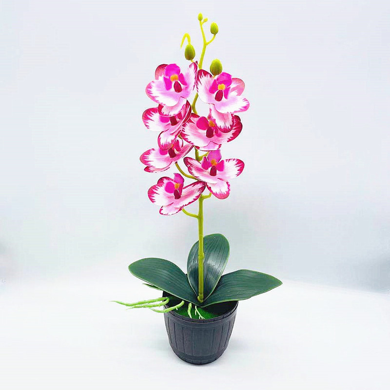 仿真盆栽假花盆景新款3D打印膠片仿真7花蝴蝶蘭盆景人造花擺件