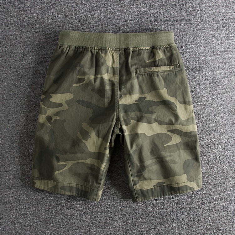 2023 Washed Distressed Cotton Distinctive Camouflage Elastic Waist Summer Foreign trade original order Men's Shorts Casual Pants