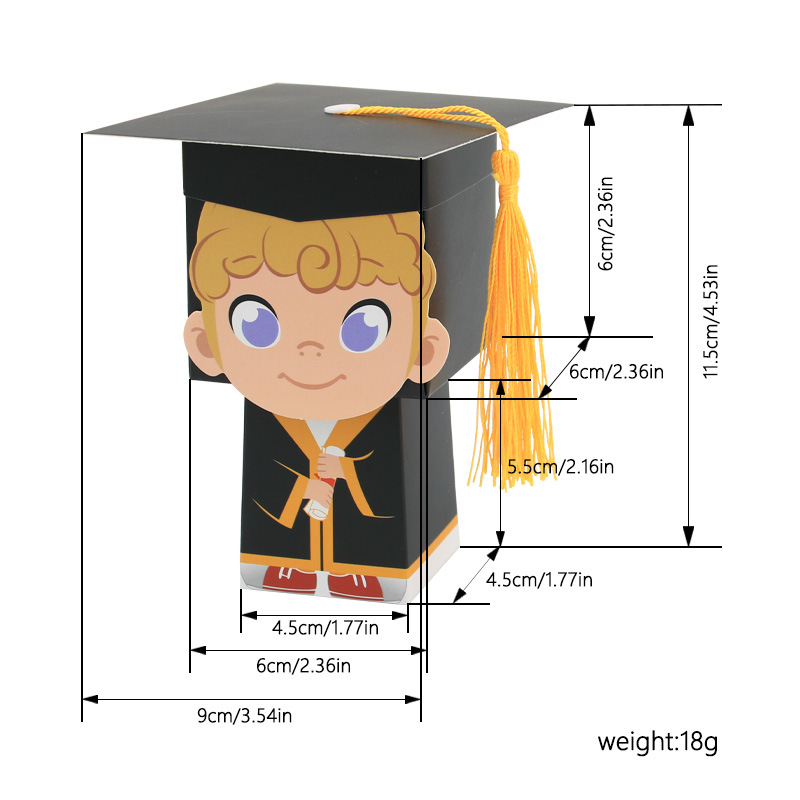 European-style New Party Gift Box Graduation Gift Box Doctor's Cap Box Stereo Doctor's Cap Candy Box