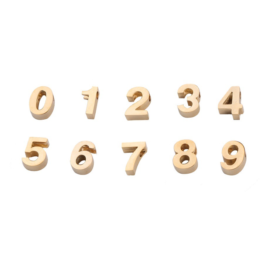 Cross-border hot sale stainless steel mirror digital small hole beads 0-9 jewelry accessories DIY Arabic digital Beads pendant