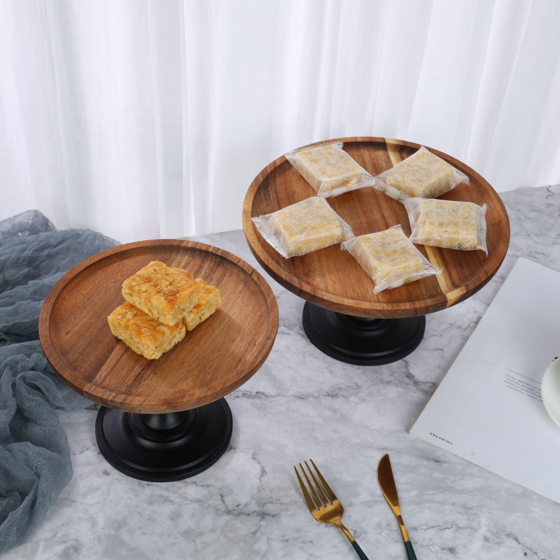 ins Style Cake Plate Nordic Style Photo Props Tray Wedding Dessert Table Cake Rack Acacia Wood Solid Wood