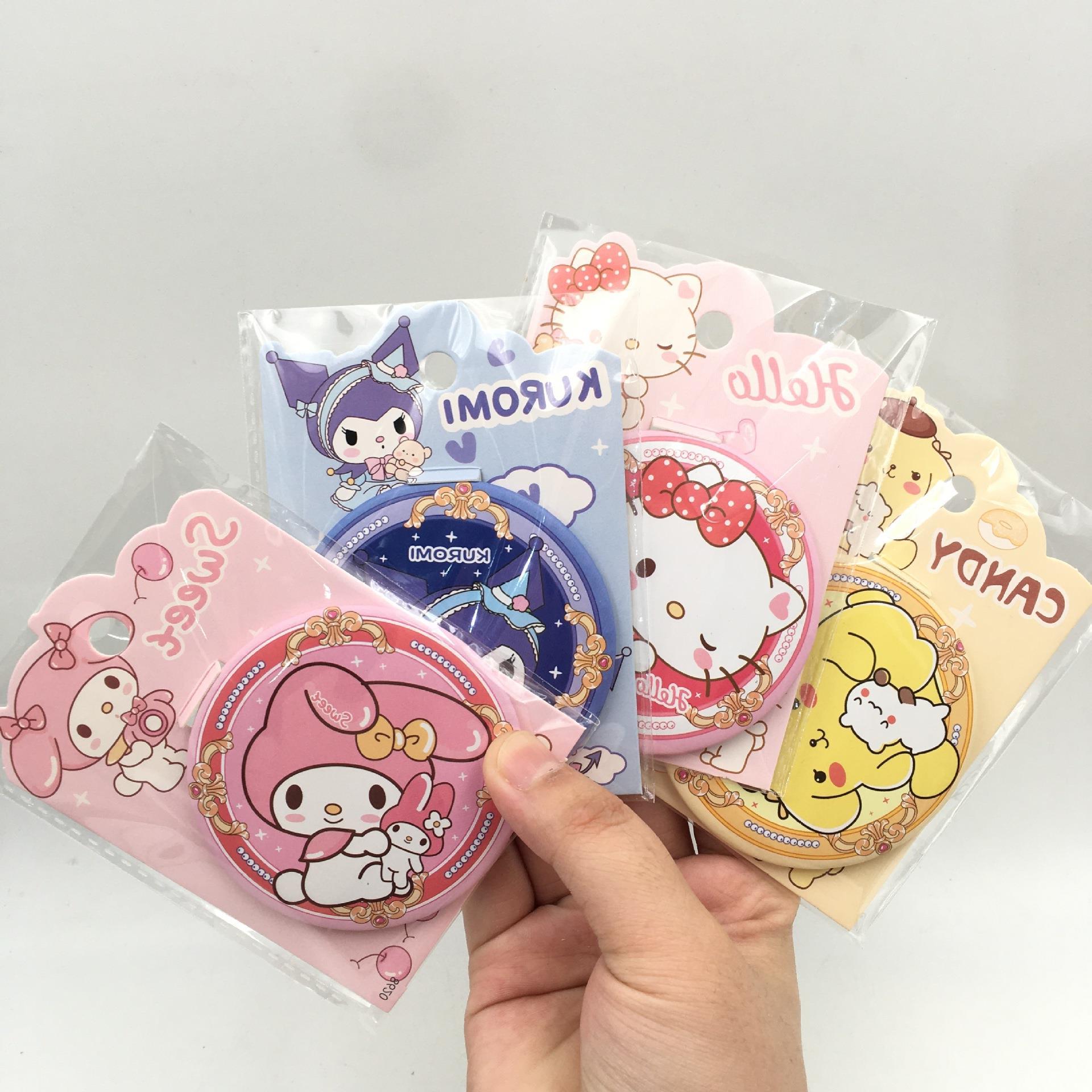 Anime Sanrio Mirror Cute High-value Kulomi Meruti Pudding Dog KT Portable Round Mirror