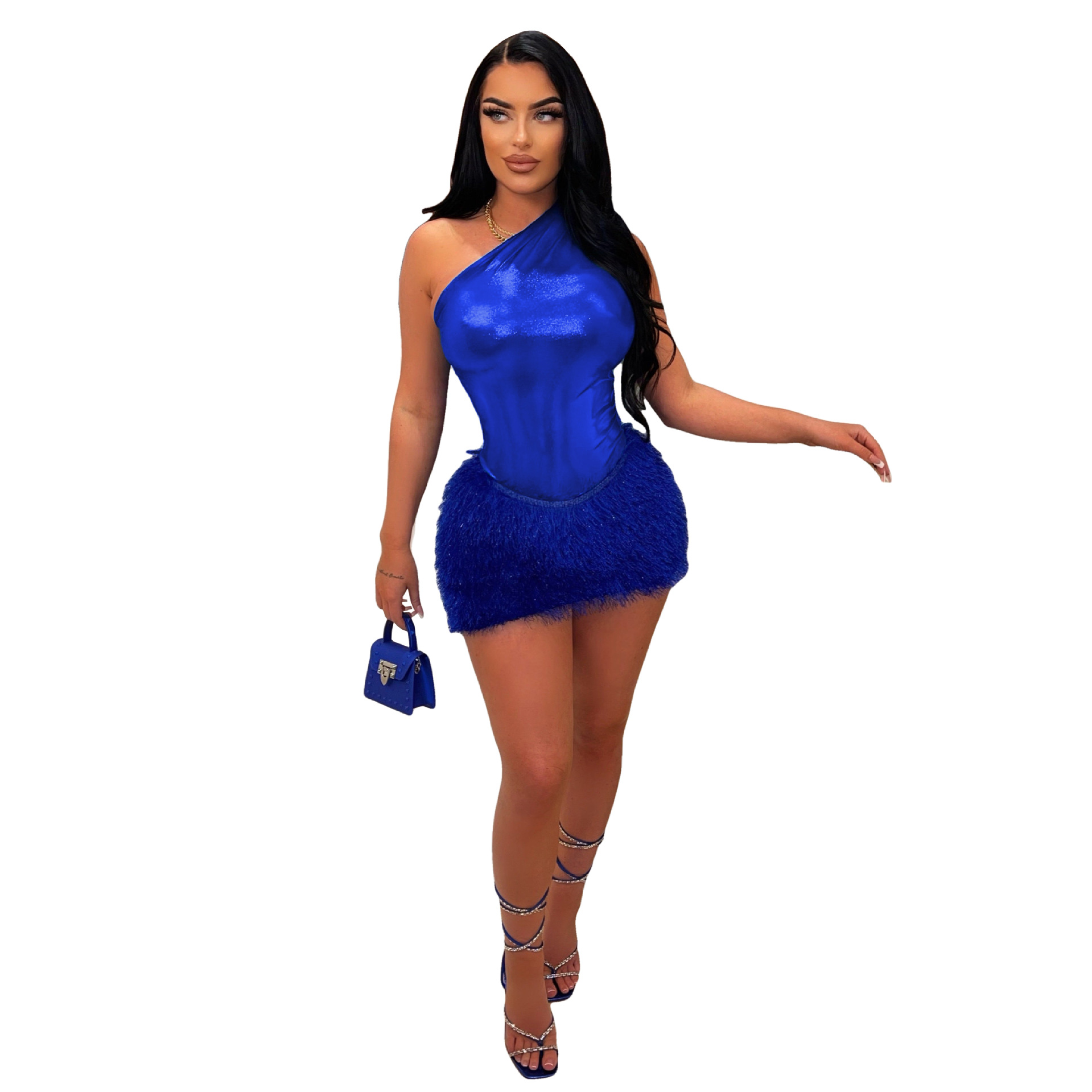 AL238 Amazon Independent Station European and American Women's Dress Set Jumpsuit Smoothly Sexy Short Skirt Two-piece Set