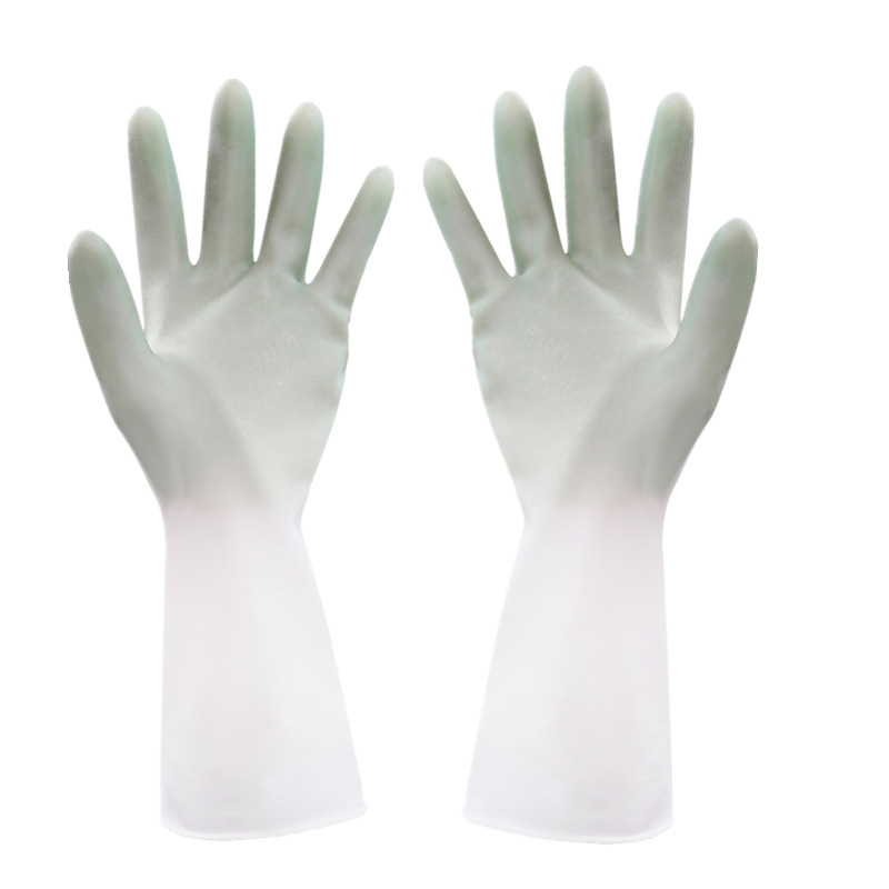 Four Seasons Cleaning and Brushing Bowl White-transmitting Two-color Gloves Rubber Latex Washing Clothes Waterproof Plastic Rubber Household Washing