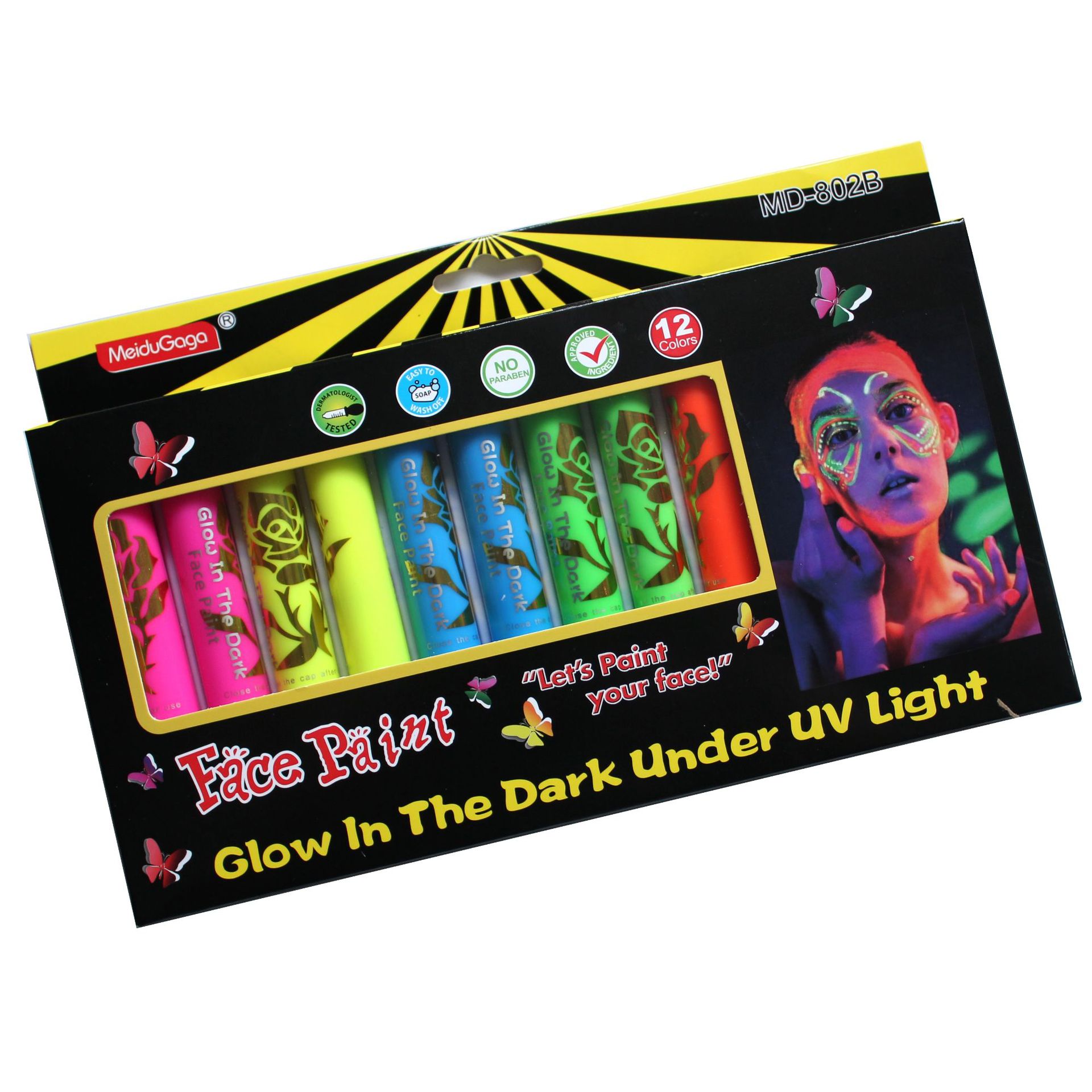 Luminous face color suit party Halloween event makeup props Diy non-toxic washable face painted crayons