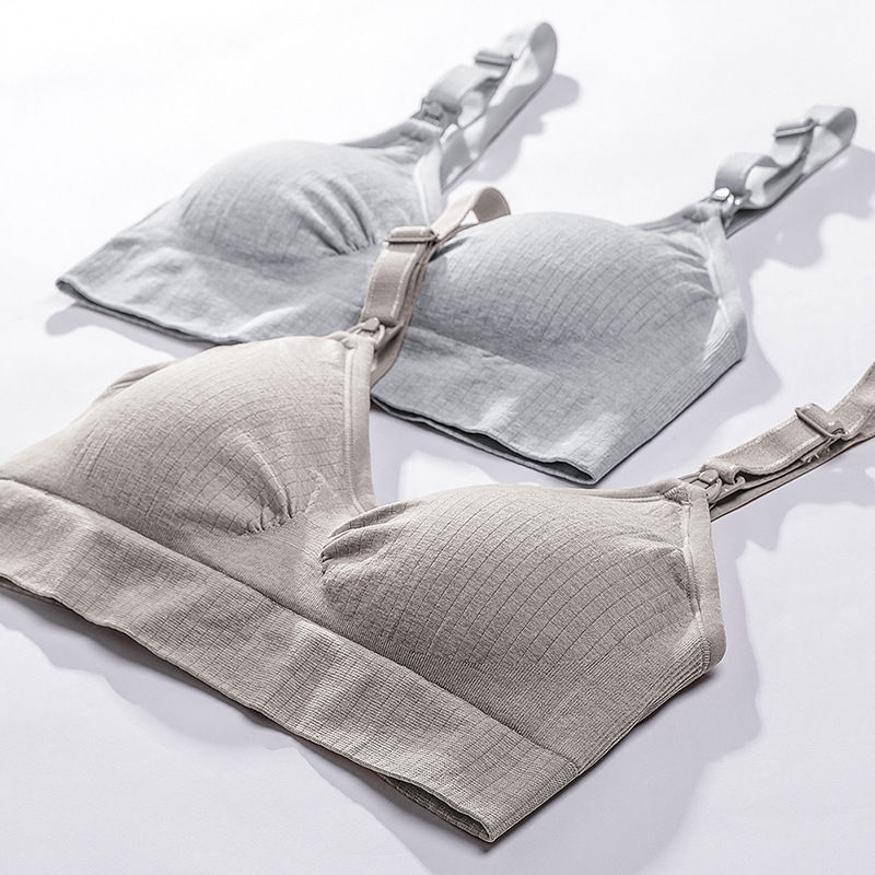 Postpartum open buckle big chest wireless nursing bra large Cup push up anti-sagging breast collection pregnant women underwear thin