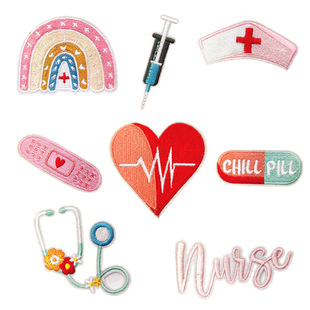 Embroidery Sticker Nurse Day Cartoon Cartoon Love Sticker Clothes Decoration Computer Embroidery Stamp Ironing Adhesive Jewelry
