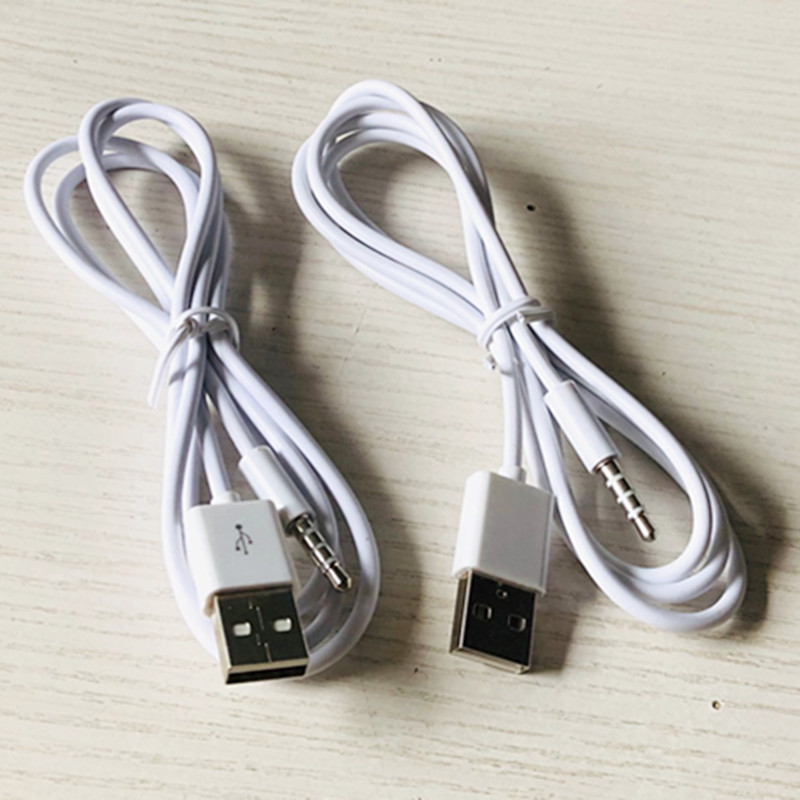 USB male to 3.5 audio adapter shuffle data cable charging cable Clip MP3 lengthened 1 M charging cable