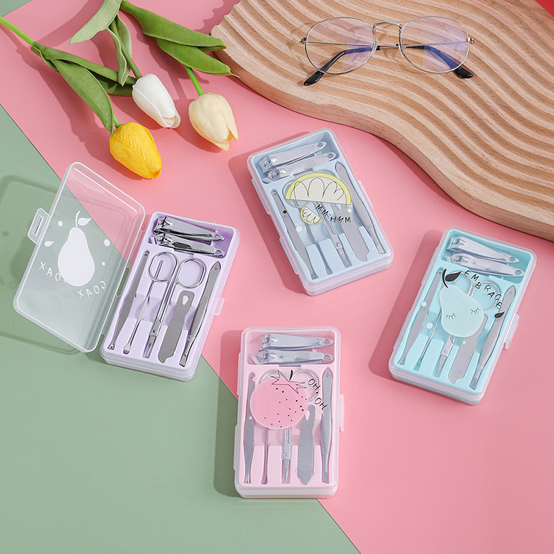 Net red cartoon stainless steel nail clippers set 7-piece pedicure knife beauty tongs nail manicure