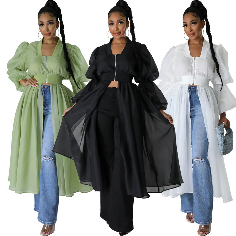 8685 European and American women's fashion solid color dress long sleeve elegant skirt Amazon cross-border Autumn New Wholesale