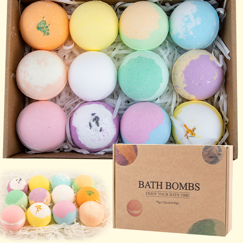 Cross-border new gift box bubble bath salt ball 70g bath bath bath bomb bubble bath ball wholesale spot