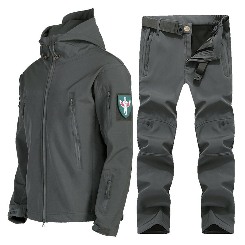 Charge suit plus velvet padded charge suit two-piece waterproof breathable warm
