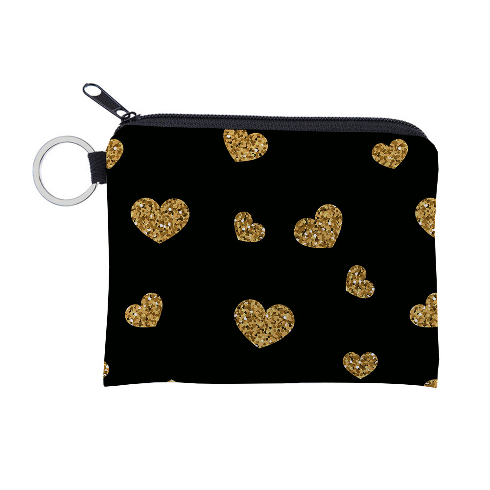 Cross-border Coin Purse Digital Printed Gold Love Pattern Water-repellent Portable Coin Earphone Key Case