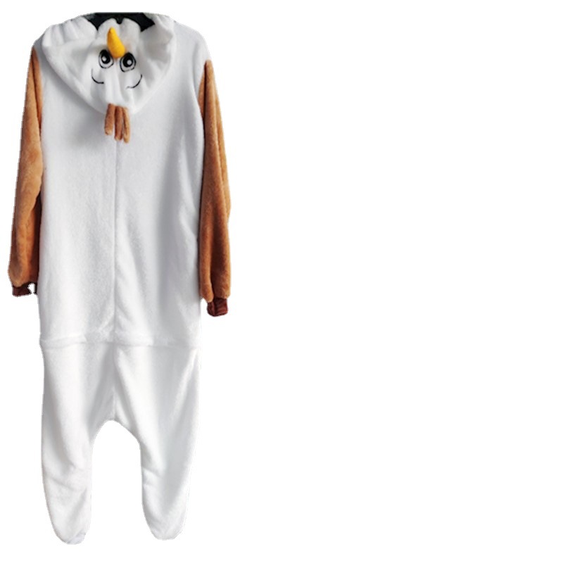 Cross-border Mixed Batch Xuebao Cartoon Conjoined Pajamas Autumn and Winter Flannel Snowman Same Style Couple Funny Pajamas Home Clothes