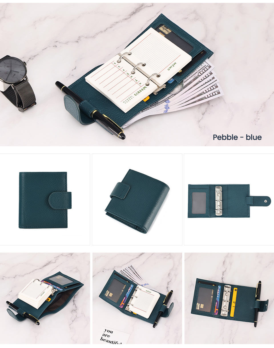 Cross-border new macaron portable Journal crocodile pattern multi-color notebook men's and women's wallet genuine leather loose-leaf notebook_voghion.com