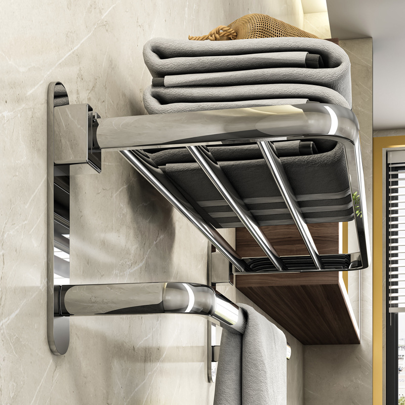 Towel rack stainless steel non-perforated bath towel toilet bathroom rack wall-mounted bathroom hardware pendant set