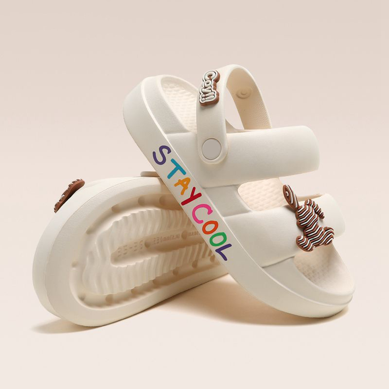 Sandals Women's 2023 Summer Outer Wear Flat Bottom Fashionable Simple Soft Bottom Lightweight Non-slip Shit Treading Breathable Beach Shoes