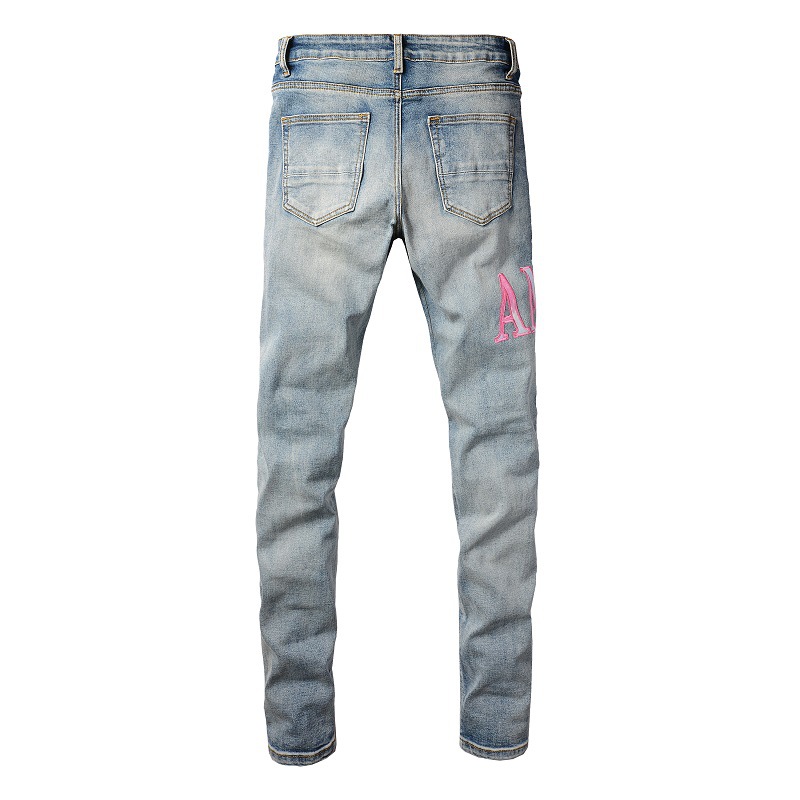 AMIRIY European and American high street jeans men's ripped patch slim fit skinny pants #1316