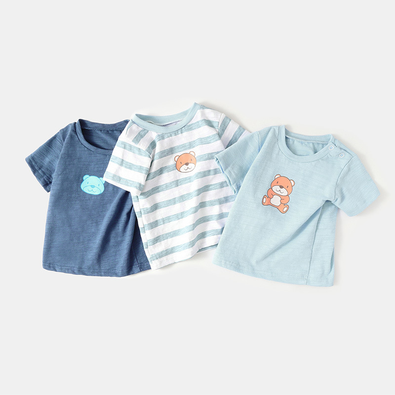 婴儿新款衣服竹节棉男童短袖T恤夏儿童宝宝女12小童1岁2半袖上衣