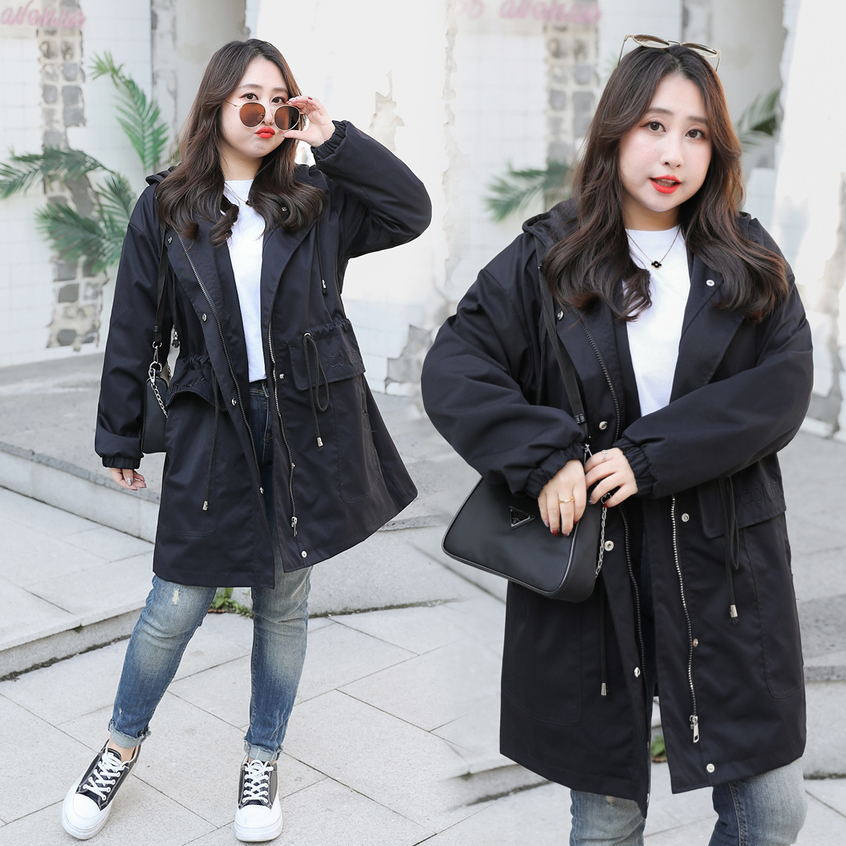 300 catties plus weight and enlarged bust 150 fat mm new spring loose casual windbreaker jacket one piece shipping 6003