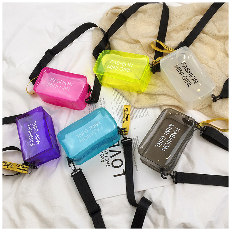 Wholesale Transparent Bag 2023 Summer New Fashionable Candy Color Jelly Bag Student Crossbody Shoulder Bag Bags