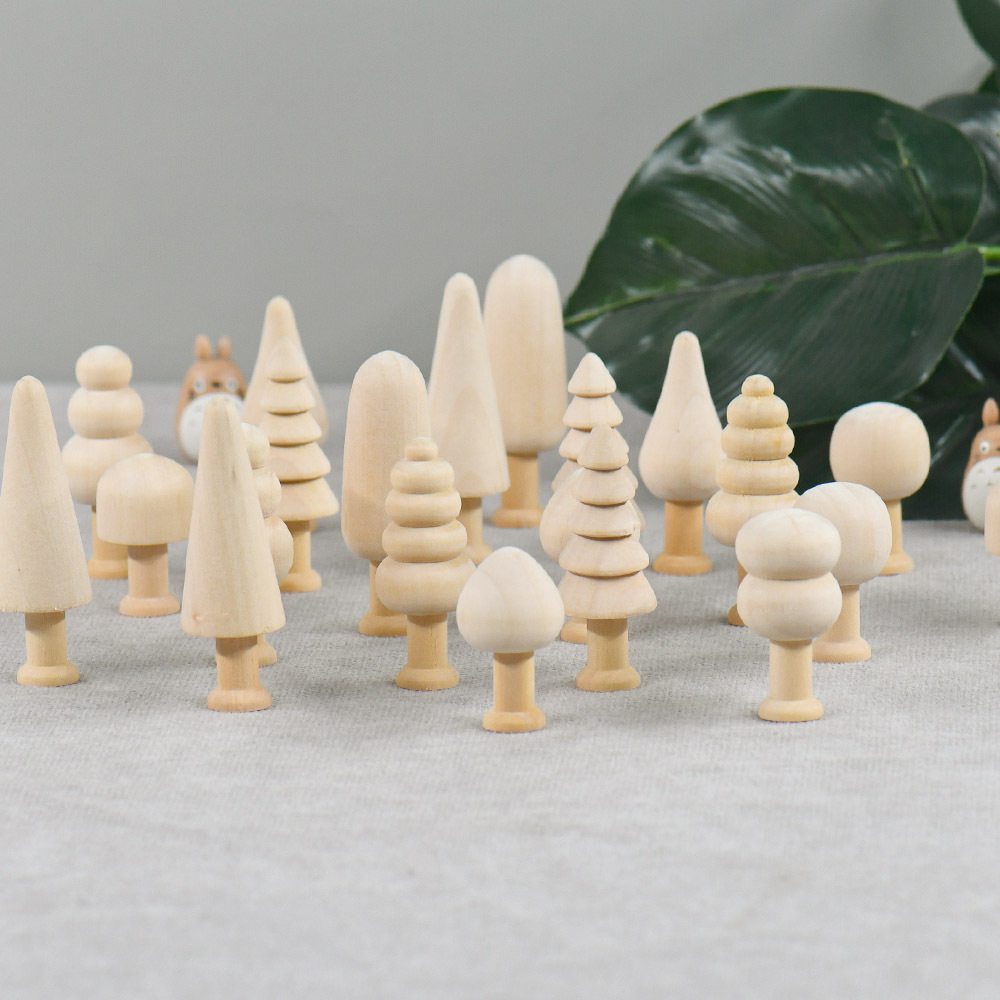 Creative Wood home diy painted children's toy Easter tree wooden mushroom small tree pendant INS Wood embryo