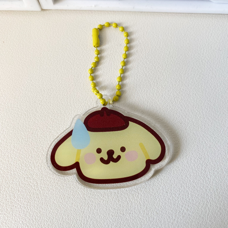 New Funny Sweating Sanrio Keychain Kulomipacha Dog Acrylic Bag Pendant Girlfriend Gift