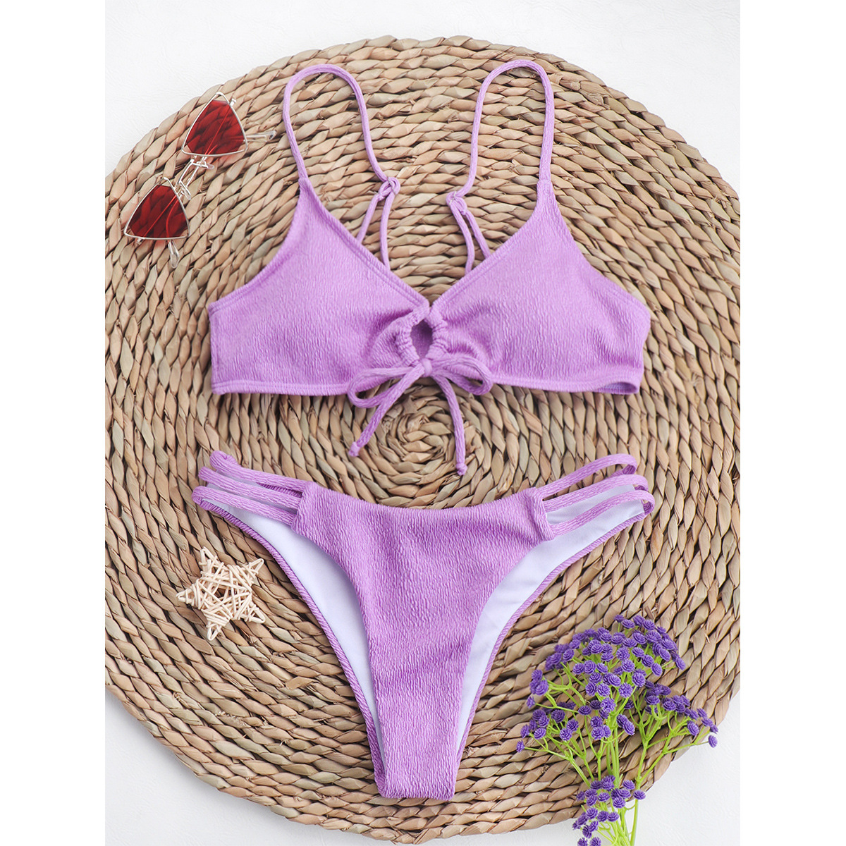 Bikini2023 new swimsuit sexy solid color bikini fashion ladies split swimsuit Europe and the United States spot wholesale
