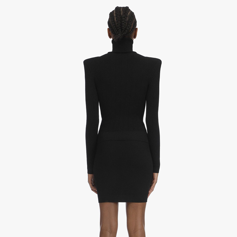 Temperament Commuter Pullover Black Long Sleeve European and American Knitted Turtleneck Sweater Wool Blend Slim Fit Top Cross Border Spot_voghion.com