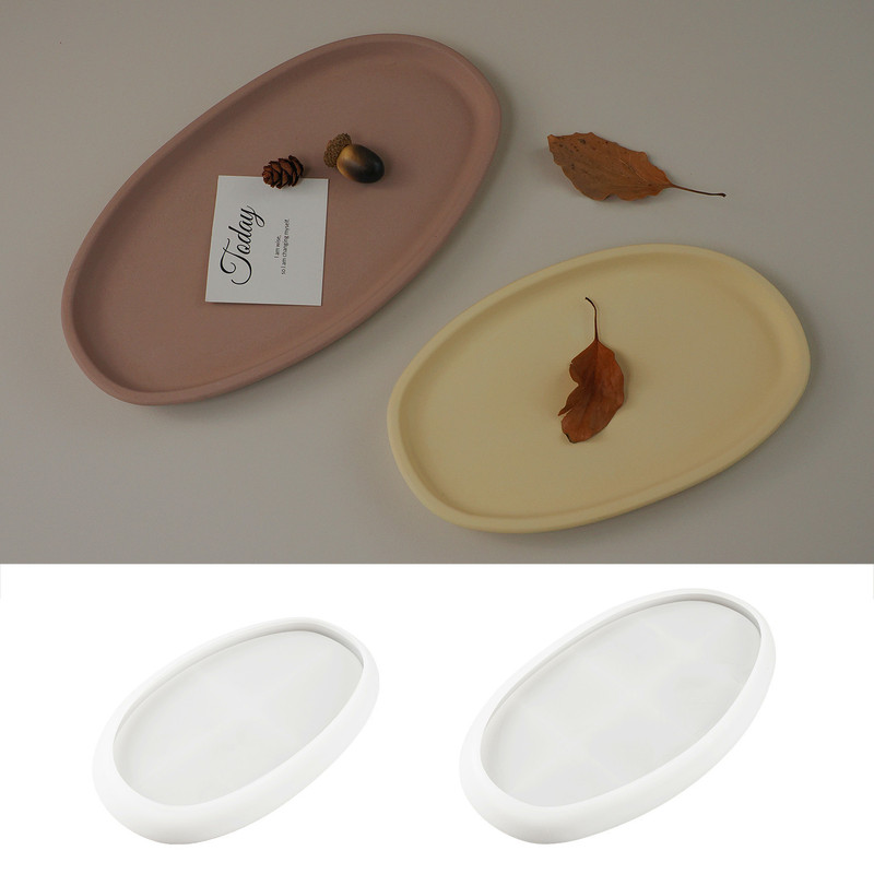 Diy水晶滴ゴム石膏セメント円形楕円トレイ皿収納盤創意鏡面シリコン金型|undefined